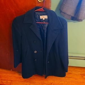 Vintage kids' navy wool pea coat.